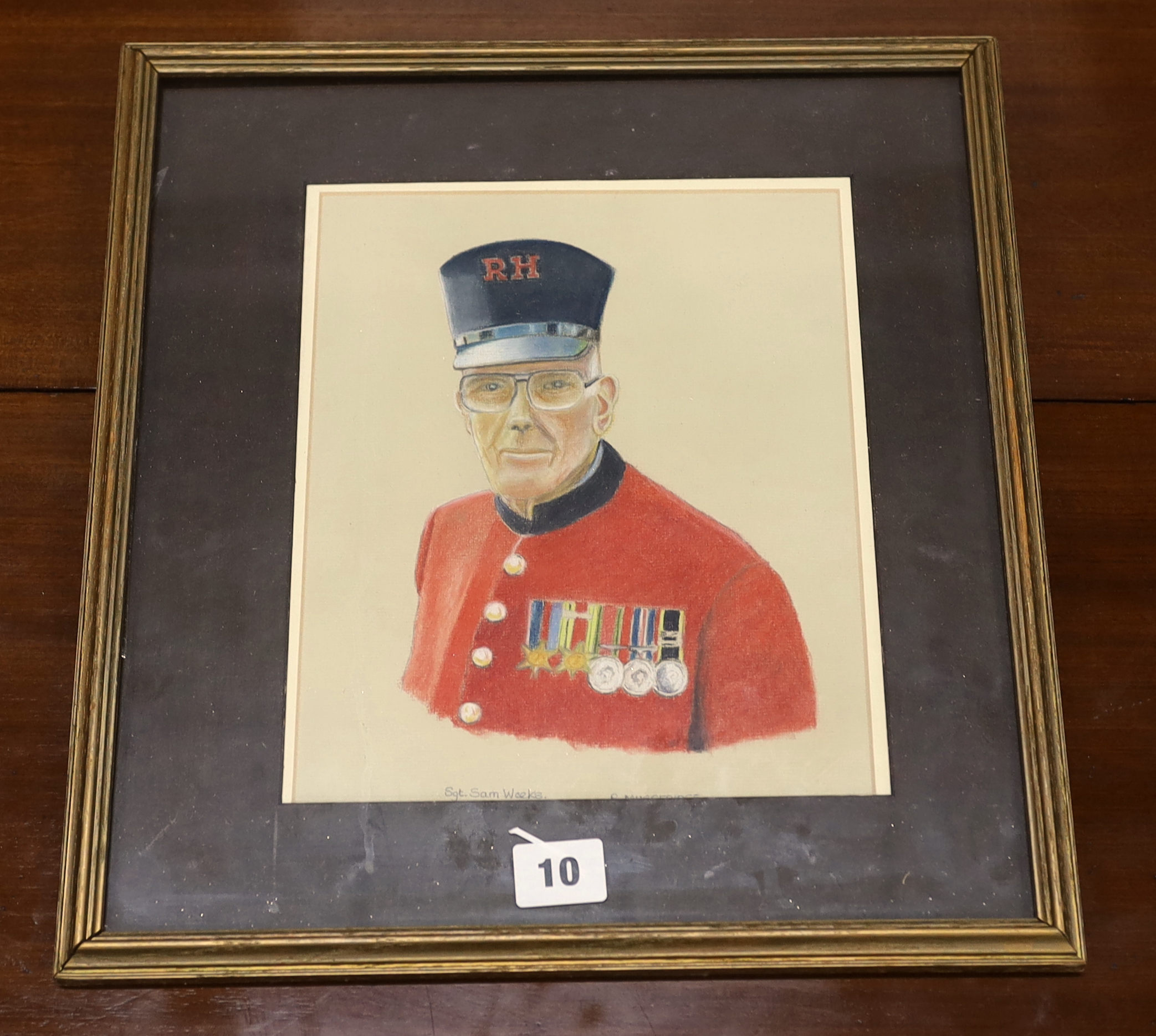 R. Muggeridge portrait of Sgt. Sam Weeks, watercolour on paper and a print after Nick Gilpin